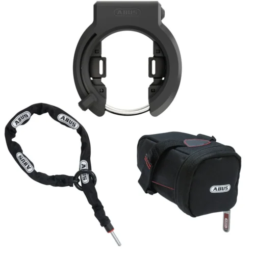 ABUS - Set D'antivols Vélo : Antivol De Cadre + Chaîne à Insérer + Sacoche De Selle