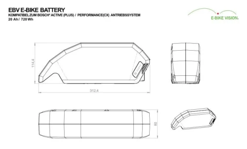 E-Bike Vision - EBV Batterie De Cadre Compatible Bosch Active (Plus) / Performance (CX) 36 V -Monde Du Velo e bike vision batterie de cadre compatible bosch active performance 2 3840x2160